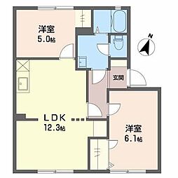 ハイツ・マツゾエC 2LDKの間取図画像