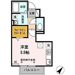 グリシーヌ ワンルームの間取図画像