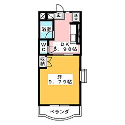 ハピネス1 1DKの間取図画像