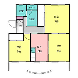サンコーポ大畑 3DKの間取図画像