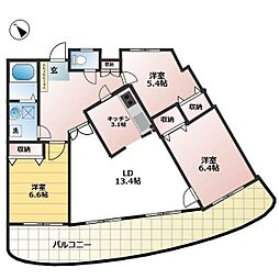 ツリーベルハイツ5番館 3LDKの間取図画像