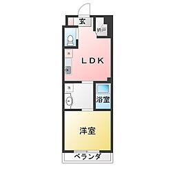 クリオ焼津壱番館 1DKの間取図画像
