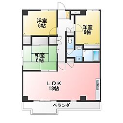 まるみやマンション 3LDKの間取図画像