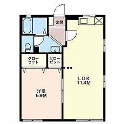 リンピアA 1LDKの間取図画像
