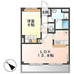 モンシェリー 1LDKの間取図画像
