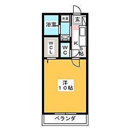甲賀病院たくじじょにんにん 1Kの間取図画像
