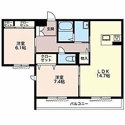 ヴィラ鈴之木 2LDKの間取図画像