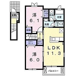 プロムナードアミンB 2LDKの間取図画像