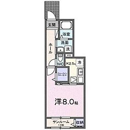 メゾン フルール 1Kの間取図画像