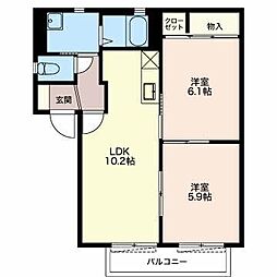 サントピアB 2LDKの間取図画像