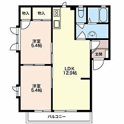 コーラルU 2LDKの間取図画像