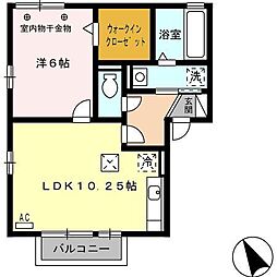 カーサフォレスト 1LDKの間取図画像