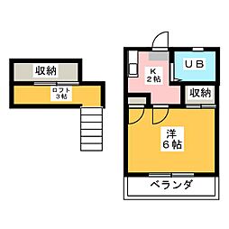 第2メゾンイール 1Kの間取図画像