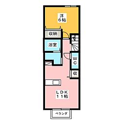 ウエストブルック 1LDKの間取図画像