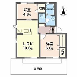 シャンテ西焼津D 2LDKの間取図画像