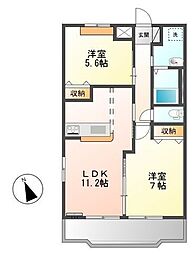 パストラルYAGUSU 2LDKの間取図画像