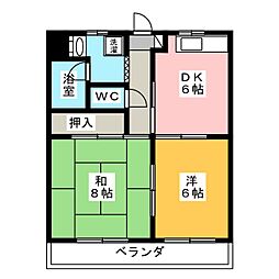 エステート・ミューズ2 2DKの間取図画像
