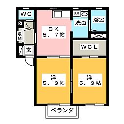 ウッドベルイーグルB 2DKの間取図画像