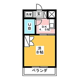 ウッデンベル 1DKの間取図画像