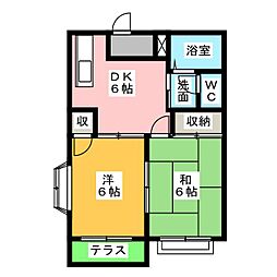 グリーンハイツE 2DKの間取図画像