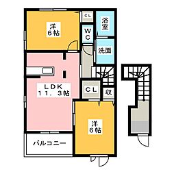 カンフォーラ2 2LDKの間取図画像