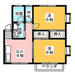 サンライフ豊岡B 2DKの間取図画像