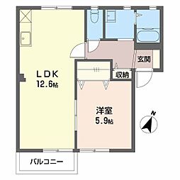 グリシーヌA 1LDKの間取図画像