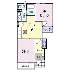 プリムローズ 2DKの間取図画像