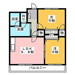 VPマンション3 2LDKの間取図画像