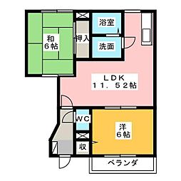 ビューテラスB 2LDKの間取図画像