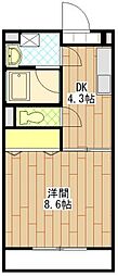 グリフィンドール 1DKの間取図画像