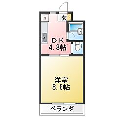 イースト8 1DKの間取図画像