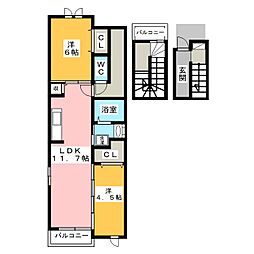 ベルオーブ3 2LDKの間取図画像