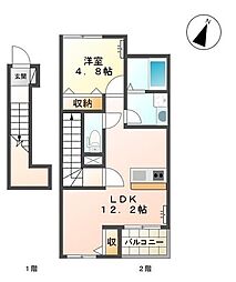 ナチュラル 1LDKの間取図画像