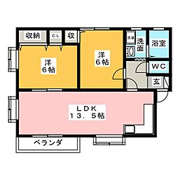 グリーンピアB 2LDKの間取図画像