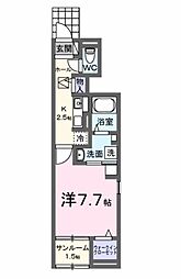 ベル オーブVII 1Kの間取図画像