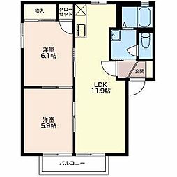 ヴィラーニウエストB 2LDKの間取図画像