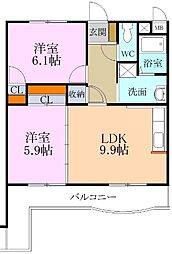 マンションマスカット 2LDKの間取図画像