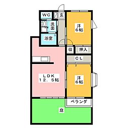 ハイステージパティオ 2LDKの間取図画像