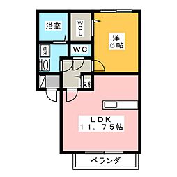 クルールB 1LDKの間取図画像