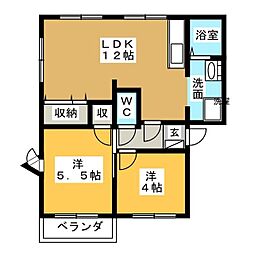フレグランスKANEKO 2LDKの間取図画像
