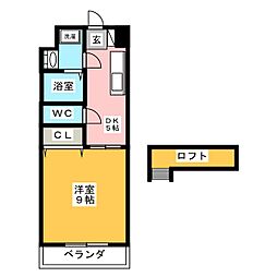カトレア・シス 1DKの間取図画像