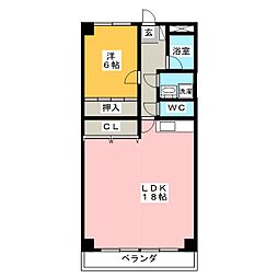 シャンポール河八 1LDKの間取図画像