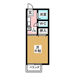 サンシティー井上2 1Kの間取図画像