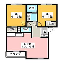 PRASIR  ｜ 岐阜県羽島郡笠松町長池（賃貸アパート2LDK・2階・59.76㎡） その2