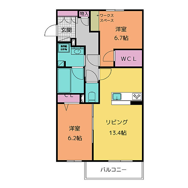 シャーメゾン　リンケージ 201｜岐阜県岐阜市市橋４丁目(賃貸マンション2LDK・2階・64.12㎡)の写真 その2