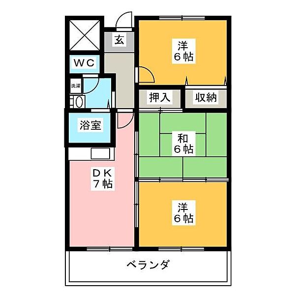 リリカルホリエ ｜岐阜県岐阜市西鶉６丁目(賃貸マンション3DK・3階・59.00㎡)の写真 その2