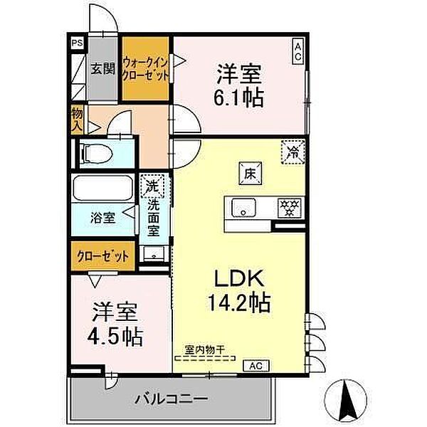 トリシア西岐阜 201｜岐阜県岐阜市市橋４丁目(賃貸アパート2LDK・2階・58.62㎡)の写真 その2