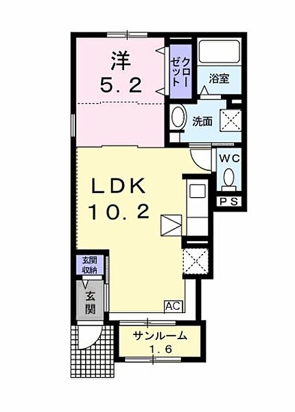 カマラード ｜岐阜県岐阜市須賀２丁目(賃貸アパート1LDK・1階・40.02㎡)の写真 その2