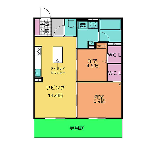 シャーメゾンステージ茜部本郷 105｜岐阜県岐阜市茜部本郷１丁目(賃貸マンション2LDK・1階・60.23㎡)の写真 その2